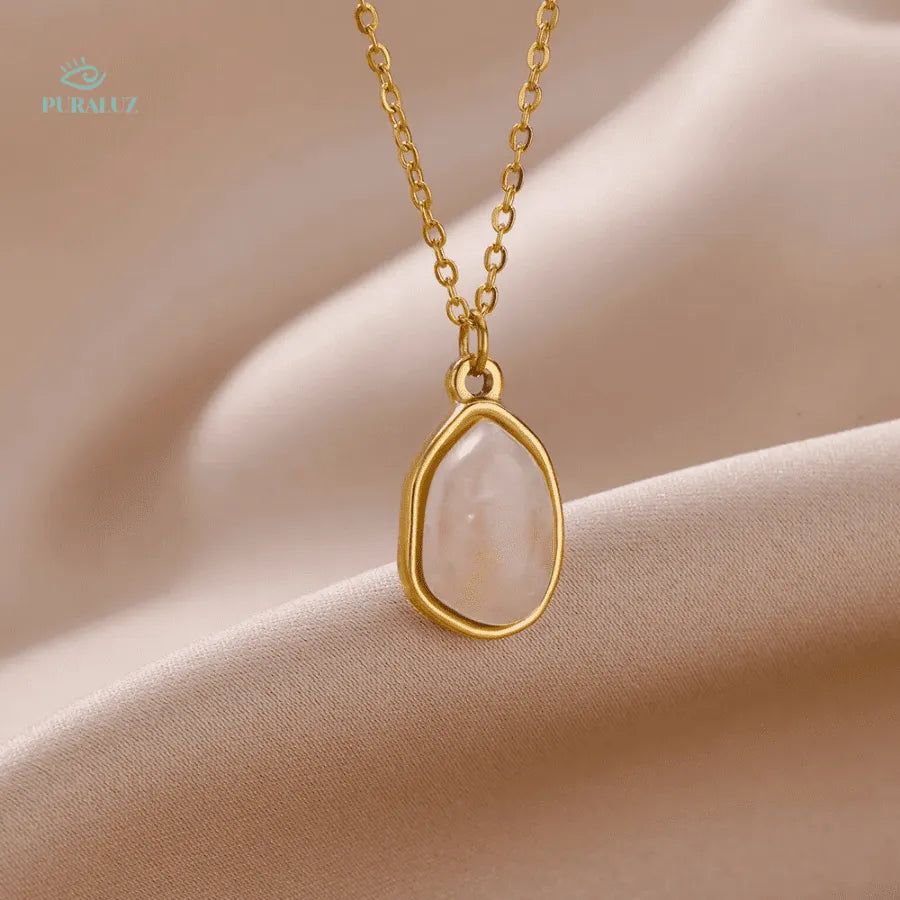 Celestial chain necklace; Natural stone pendant; Starry serenade jewelry; Unique celestial necklace; Handmade natural stone jewelry; Bohemian celestial chain; Elegant pendant necklace; Cosmic inspired necklace; Natural gemstone jewelry; Celestial theme jewelry; Moon and stars necklace; Mystical pendant; Spiritual jewelry; Nature-inspired necklace;