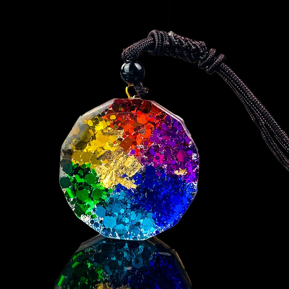 Tree of Life orgonite rainbow necklace; Handcrafted spiritual jewelry; Unique design symbolizing growth and vibrancy; Artisan-crafted accessory; Ethically sourced materials; Colorful rainbow elements for positive energy; Gift for nature lovers and spiritual seekers; Stylish and meaningful for everyday wear; Durable and fashionable; Beautifully detailed Tree of Life symbol; Necklace for enhancing energy balance and protection; Natural elements for emotional healing; Lightweight and comfortable;