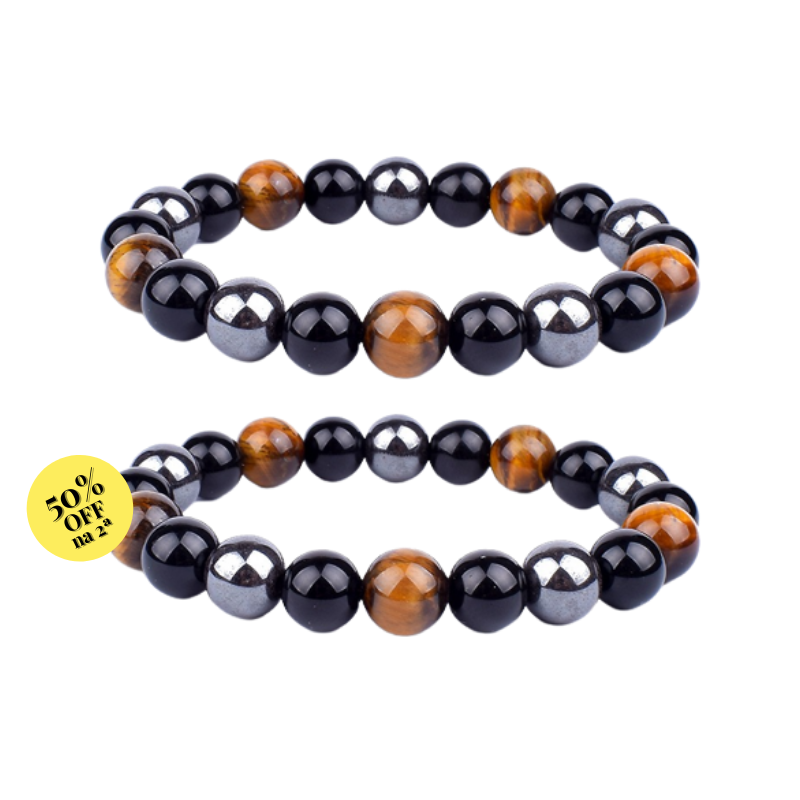 Triple protection bracelet; Protection, power, and balance bracelet; Handcrafted gemstone jewelry; Unique design for spiritual shielding; Artisan-crafted accessory; Ethically sourced materials; Gift for those seeking strength and security; Stylish and protective for everyday wear; Durable and fashionable; Beautifully polished stones for protection and grounding; Unique spiritual gift; Bracelet for enhancing personal power and stability; Natural stones for emotional balance and inner strength;