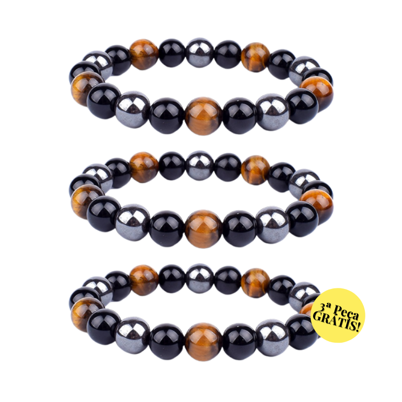 Triple protection bracelet; Protection, power, and balance bracelet; Handcrafted gemstone jewelry; Unique design for spiritual shielding; Artisan-crafted accessory; Ethically sourced materials; Gift for those seeking strength and security; Stylish and protective for everyday wear; Durable and fashionable; Beautifully polished stones for protection and grounding; Unique spiritual gift; Bracelet for enhancing personal power and stability; Natural stones for emotional balance and inner strength;