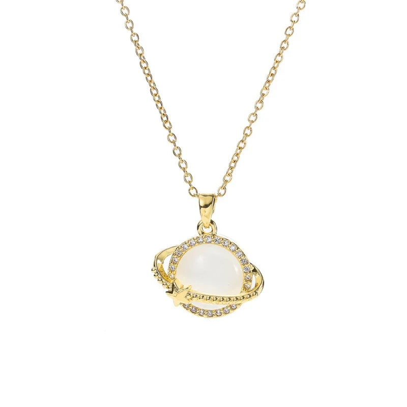 Shining Planet necklace; Luxurious white quartz jewelry; Elegant quartz necklace; White quartz gemstone necklace; Dazzling white quartz pendant; Statement jewelry piece; Artisan-crafted necklace; Nature-inspired luxury; Crystal quartz necklace; Unique gemstone pendant; Shining quartz design; White quartz for elegance;