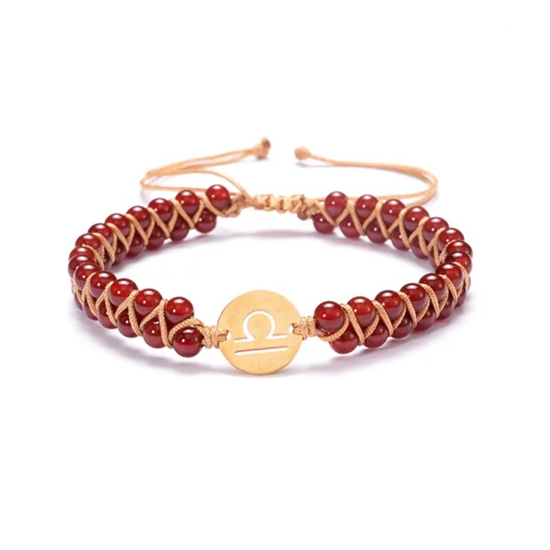 Zodiac bracelet; Braided design; Handcrafted zodiac jewelry; Unique astrological accessory; Artisan-crafted bracelet; Ethically sourced materials; Gift for astrology enthusiasts; Stylish and comfortable for daily wear; Beautiful braided details; Personalized zodiac sign representation; Perfect for layering with other bracelets; Unique spiritual gift; Bracelet for intention setting; Durable and fashionable design; Ideal for any occasion; Symbol of celestial connection;