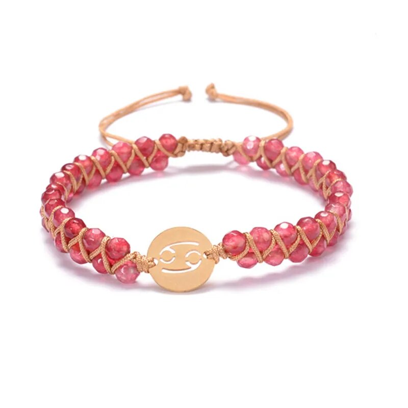 Zodiac bracelet; Braided design; Handcrafted zodiac jewelry; Unique astrological accessory; Artisan-crafted bracelet; Ethically sourced materials; Gift for astrology enthusiasts; Stylish and comfortable for daily wear; Beautiful braided details; Personalized zodiac sign representation; Perfect for layering with other bracelets; Unique spiritual gift; Bracelet for intention setting; Durable and fashionable design; Ideal for any occasion; Symbol of celestial connection;