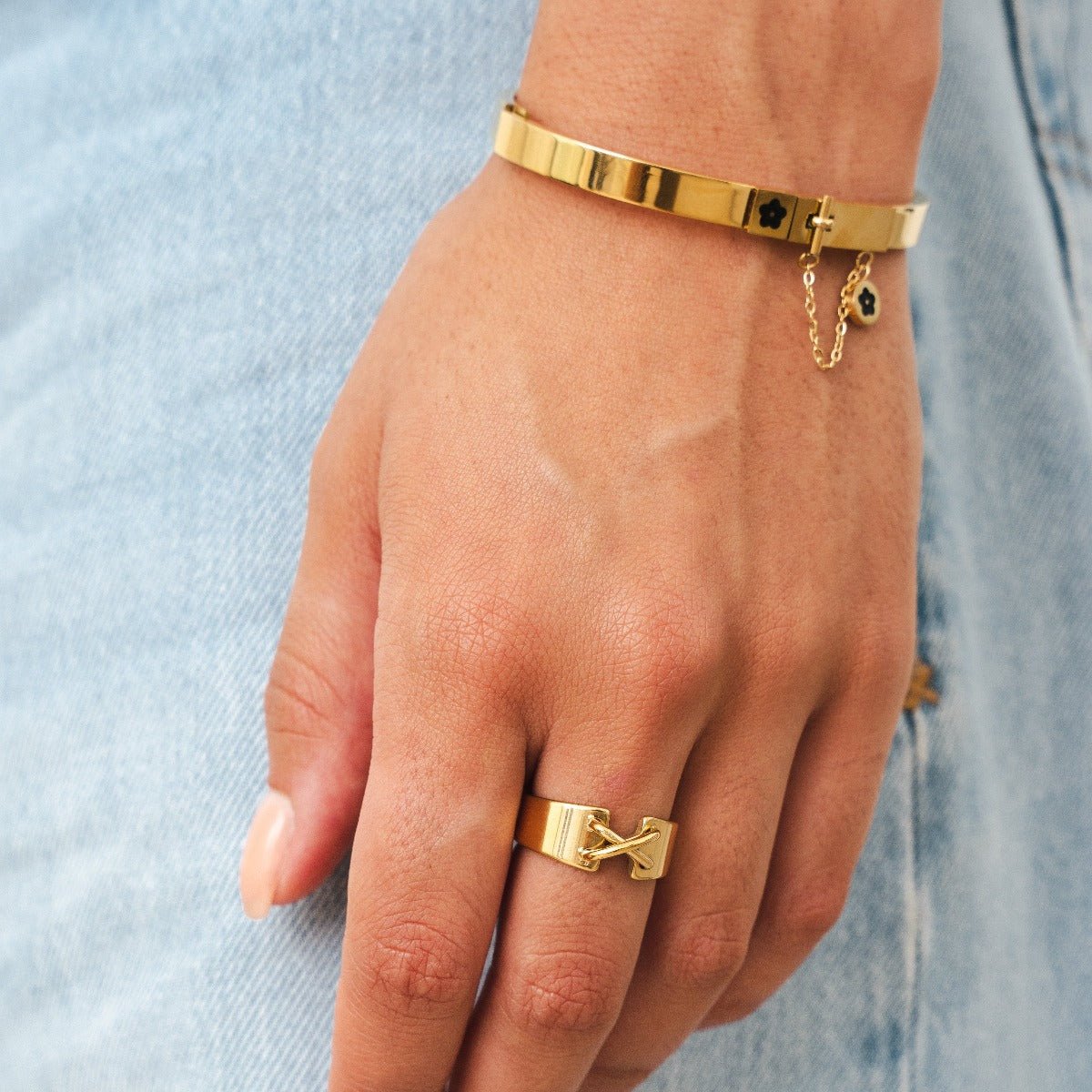 Bracciale con ciondoli placcato oro 18 carati | San Lazuli