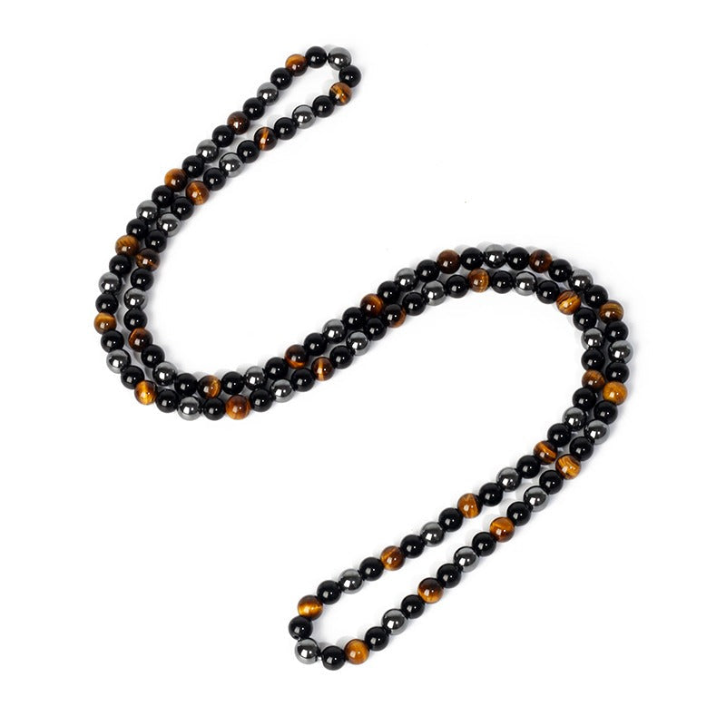 Triple protection necklace; Symbol of protection, power, and balance; Handcrafted artisan jewelry; Unique design for spiritual strength; Ethically sourced materials for conscious living; Perfect gift for those seeking inner strength; Enhances personal energy and resilience; Durable and stylish for everyday wear; Lightweight and comfortable for all-day use; Ideal for layering with other necklaces; Represents harmony and well-being; Thoughtful gift for special occasions;