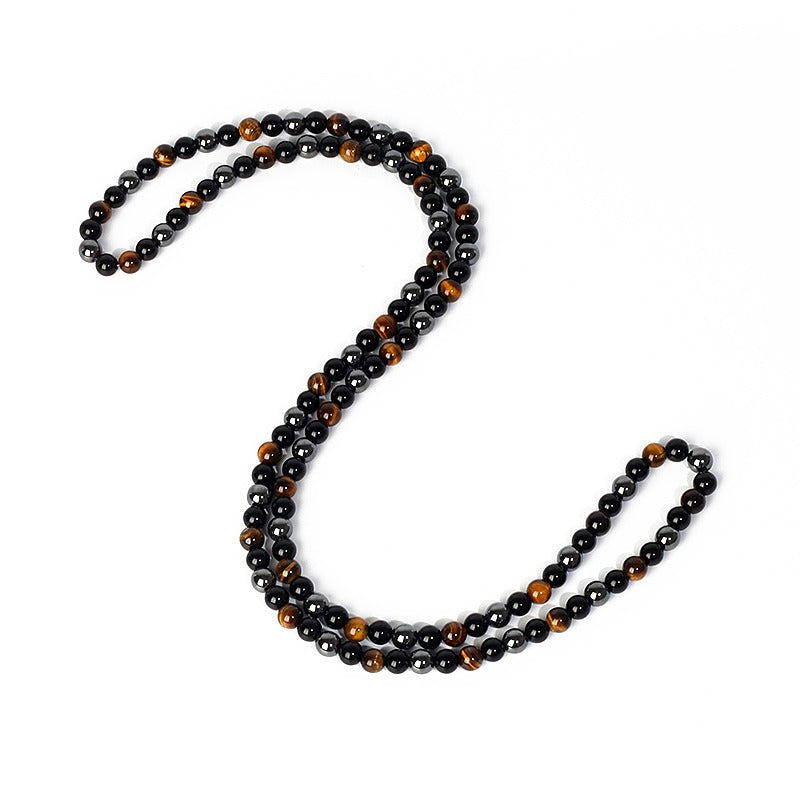 Triple protection necklace; Symbol of protection, power, and balance; Handcrafted artisan jewelry; Unique design for spiritual strength; Ethically sourced materials for conscious living; Perfect gift for those seeking inner strength; Enhances personal energy and resilience; Durable and stylish for everyday wear; Lightweight and comfortable for all-day use; Ideal for layering with other necklaces; Represents harmony and well-being; Thoughtful gift for special occasions;