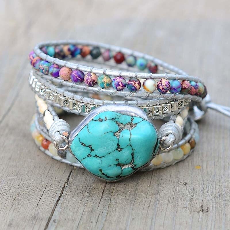 Celestial protection bracelet; Turquoise stone bracelet; Handcrafted gemstone jewelry; Unique design for spiritual protection; Artisan-crafted accessory; Ethically sourced turquoise; Gift for those seeking tranquility; Stylish and vibrant for everyday wear; Durable and fashionable; Beautifully polished turquoise beads; Unique spiritual gift; Bracelet for healing and emotional balance; Natural stones for inner peace; Lightweight and comfortable;