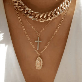 Divine necklace set; Pearl and crucifix jewelry; Elegant pearl necklaces; Stylish crucifix pendants; Handmade pearl jewelry; Christian faith necklaces; Unique pearl and crucifix design; Versatile necklace set; Fashionable religious jewelry; Statement pearl necklaces; Personalized crucifix necklaces; Luxurious pearl and gold jewelry; Spiritual symbolism necklaces; Layered pearl necklace set; Artisan-crafted crucifix jewelry; Gift for faith; Beautifully designed pearl necklaces; Modern crucifix jewelry; 