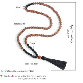 Rudraksha and Onyx Protection Japamala - Comes with a Free Bracelet! | Saint Lazuli