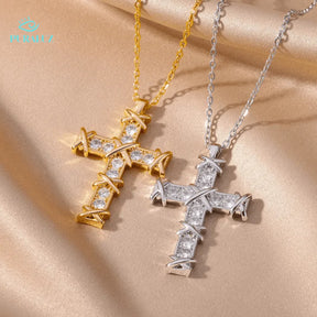 Divine Light crucifix; Crystal crucifix pendant; Elegant crystal crucifix; Religious crystal jewelry; Stunning crucifix necklace; Crystal cross necklace; Last units available; 50% discount on crucifix; Free shipping on orders; Spiritual crystal pendant; Handcrafted crystal crucifix; Unique religious jewelry; Stylish cross necklace; Crystal and silver cross; Luxurious crucifix design;