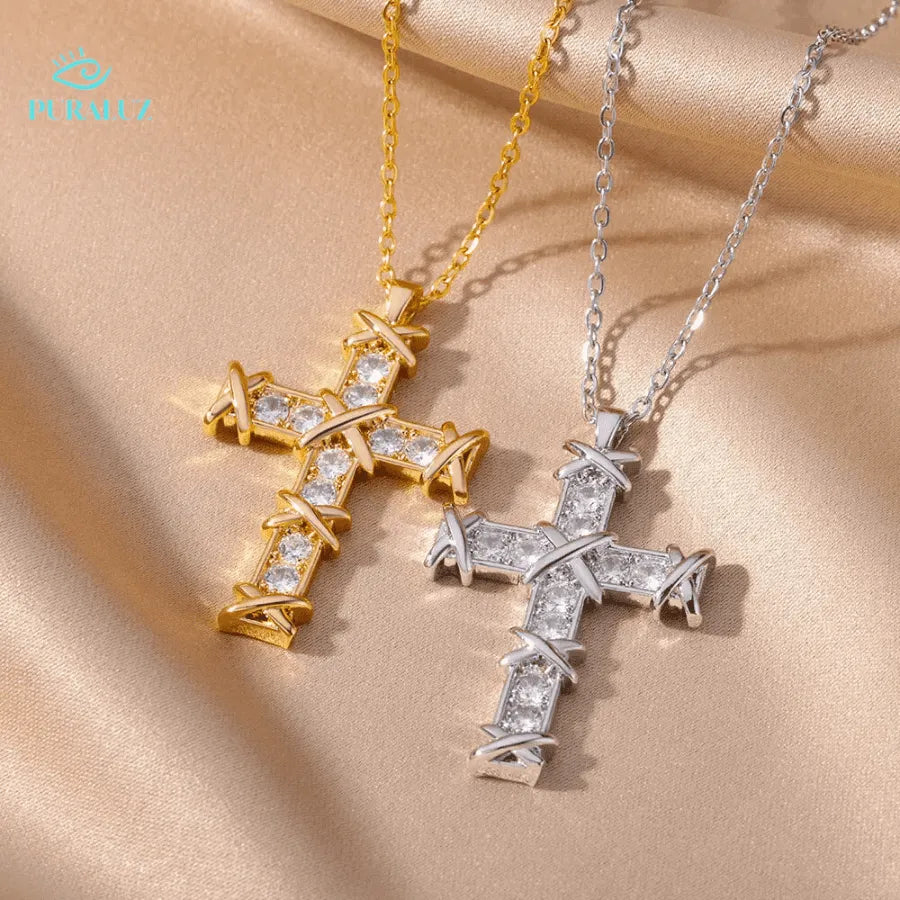 Divine Light crucifix; Crystal crucifix pendant; Elegant crystal crucifix; Religious crystal jewelry; Stunning crucifix necklace; Crystal cross necklace; Last units available; 50% discount on crucifix; Free shipping on orders; Spiritual crystal pendant; Handcrafted crystal crucifix; Unique religious jewelry; Stylish cross necklace; Crystal and silver cross; Luxurious crucifix design;