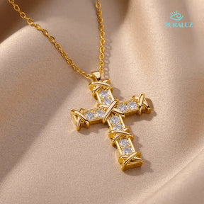 Divine Light crucifix; Crystal crucifix pendant; Elegant crystal crucifix; Religious crystal jewelry; Stunning crucifix necklace; Crystal cross necklace; Last units available; 50% discount on crucifix; Free shipping on orders; Spiritual crystal pendant; Handcrafted crystal crucifix; Unique religious jewelry; Stylish cross necklace; Crystal and silver cross; Luxurious crucifix design;