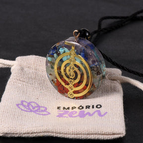 Reiki healing pendant; Cho Ku Rei energy transmuter; Orgonite 7 Chakras amulet; Spiritual energy protection; Chakra balancing necklace; Energy transmuting pendant; Reiki power symbol jewelry; Holistic healing amulet; Orgonite chakra harmonizer; Positive energy generator; Spiritual wellness accessory; Protective orgone energy pendant; Chakra alignment pendant;