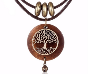 Handmade Tree of Life necklace; Artisan-crafted jewelry; Unique and one-of-a-kind design; Symbol of growth and resilience; Natural materials for authentic beauty; Perfect for nature lovers; Represents family and interconnectedness; Ideal for spiritual and healing practices; Lightweight and comfortable to wear; Ethically sourced materials; A meaningful gift for loved ones; Perfect for everyday wear or special occasions; Enhances positive energy and balance;