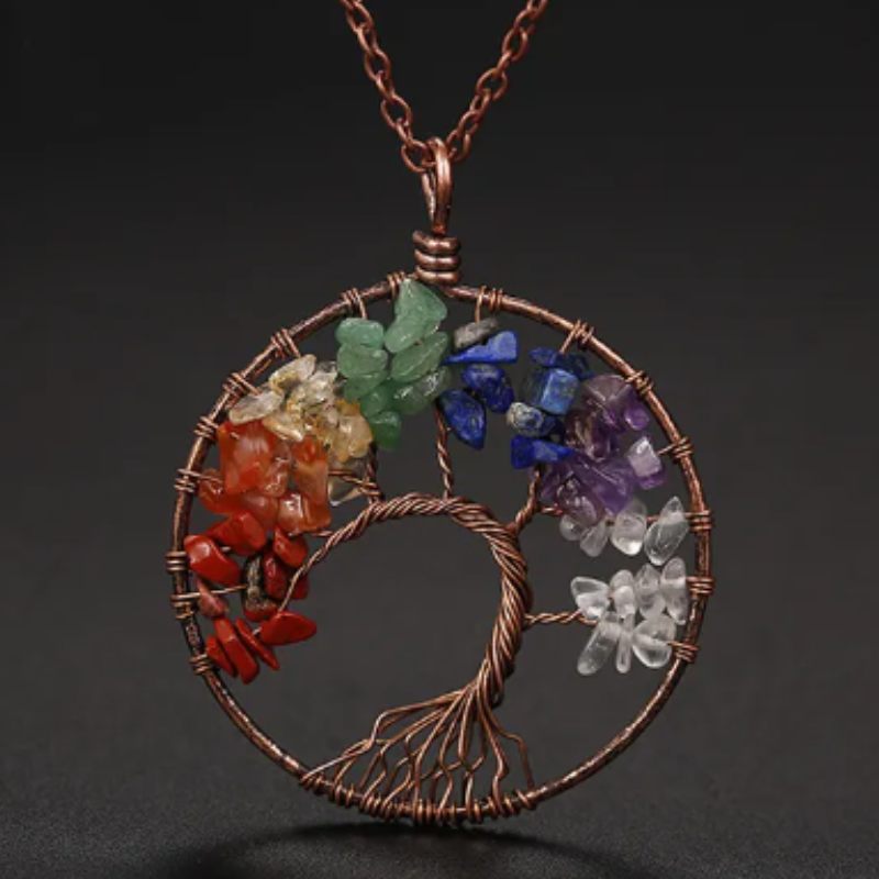 Tree of Life necklace; Natural crystals jewelry; Symbol of growth and strength; Handcrafted with care and precision; Beautifully designed for everyday wear; Promotes balance and harmony; Perfect for nature lovers; Enhances spiritual connection and healing; Ethically sourced natural stones; Lightweight and comfortable to wear; Unique and meaningful gift;