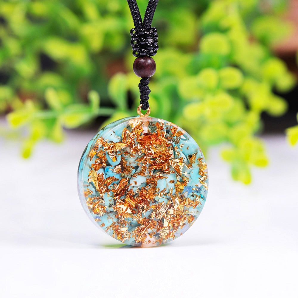 Orgonite Tree of Life necklace; Turquoise necklace; Handcrafted gemstone jewelry; Unique design for spiritual protection and energy; Artisan-crafted accessory; Ethically sourced materials; Gift for those seeking balance and healing; Stylish and meaningful for everyday wear; Durable and fashionable; Beautifully detailed Tree of Life symbol; Unique spiritual gift; Necklace for enhancing vitality and connection to nature; Natural turquoise for emotional balance and protection; Lightweight and comfortable; 