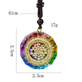 Tree of Life orgonite rainbow necklace; Handcrafted spiritual jewelry; Unique design symbolizing growth and vibrancy; Artisan-crafted accessory; Ethically sourced materials; Colorful rainbow elements for positive energy; Gift for nature lovers and spiritual seekers; Stylish and meaningful for everyday wear; Durable and fashionable; Beautifully detailed Tree of Life symbol; Necklace for enhancing energy balance and protection; Natural elements for emotional healing; Lightweight and comfortable;