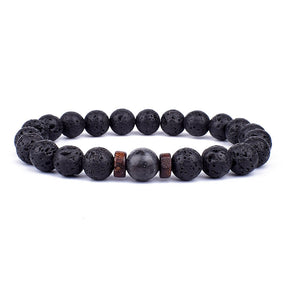 Tibetan bracelet; Volcanic lava stone bracelet; Handcrafted spiritual jewelry; Unique design for grounding and strength; Artisan-crafted accessory; Ethically sourced volcanic lava; Gift for those seeking stability; Stylish and rugged for everyday wear; Durable and fashionable; Beautifully textured lava beads; Unique spiritual gift; Bracelet for protection and emotional balance; Natural stones for personal empowerment; Lightweight and comfortable; Ideal for meditation practices;