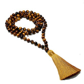 108 bead japamala; Tiger's Eye mala necklace; Handcrafted prayer beads; Spiritual jewelry; Artisan-crafted japamala; Natural Tiger's Eye beads; Japamala for mindfulness; Gift for meditation enthusiasts; Japamala for focus and protection; Healing energy necklace; Tiger's Eye for confidence and strength; Beautiful beaded necklace; Unique spiritual gift; Japamala for mantra repetition; Calming meditation accessory; Japamala for intention setting; Stylish spiritual accessory;