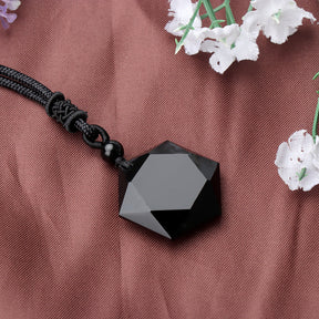 Hexagonal necklace; Black obsidian pendant; Natural stone necklace; Obsidian healing jewelry; Hexagon black obsidian necklace; Protection necklace black obsidian; Stylish hexagonal gemstone; Elegant obsidian necklace; Black obsidian energy stone; Crystal hexagon pendant; Spiritual protection jewelry; Obsidian crystal necklace; Hexagonal gemstone pendant; Black stone necklace; Obsidian charm necklace; Healing stone jewelry;