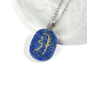 Reiki symbols necklace; Lapis lazuli pendant; Natural stone jewelry; Reiki healing necklace; Lapis lazuli energy stone; Spiritual protection necklace; Chakra balancing jewelry; Reiki amulet necklace; Handmade lapis lazuli necklace; Healing crystal pendant; Energy flow necklace; Lapis lazuli charm; Reiki power necklace; Meditation necklace with symbols; 
