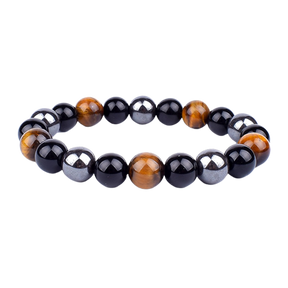 Triple protection bracelet; Protection, power, and balance bracelet; Handcrafted gemstone jewelry; Unique design for spiritual shielding; Artisan-crafted accessory; Ethically sourced materials; Gift for those seeking strength and security; Stylish and protective for everyday wear; Durable and fashionable; Beautifully polished stones for protection and grounding; Unique spiritual gift; Bracelet for enhancing personal power and stability; Natural stones for emotional balance and inner strength;
