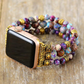 Mystical bracelet for SmartWatch; Jasper stone bracelet; Apple Watch accessory; Handcrafted gemstone jewelry; Unique spiritual smartwatch band; Artisan-crafted bracelet; Natural jasper stones; Healing energy bracelet; Stylish smartwatch strap; Gift for tech and spirituality enthusiasts; Bracelet for grounding and stability; Beautiful beaded bracelet; Unique spiritual gift; Bracelet for intention setting; Ethically sourced materials; Jasper for emotional balance;