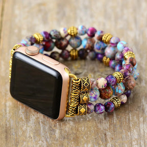 Mystical bracelet for SmartWatch; Jasper stone bracelet; Apple Watch accessory; Handcrafted gemstone jewelry; Unique spiritual smartwatch band; Artisan-crafted bracelet; Natural jasper stones; Healing energy bracelet; Stylish smartwatch strap; Gift for tech and spirituality enthusiasts; Bracelet for grounding and stability; Beautiful beaded bracelet; Unique spiritual gift; Bracelet for intention setting; Ethically sourced materials; Jasper for emotional balance;