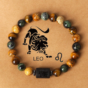 Zodiac sign bracelets; Tiger's Eye bracelet; Handcrafted gemstone jewelry; Unique design for astrological connection; Artisan-crafted accessory; Ethically sourced materials; Gift for astrology enthusiasts; Stylish and meaningful for everyday wear; Durable and fashionable; Beautifully polished Tiger's Eye stones for grounding energy; Unique spiritual gift for zodiac lovers; Bracelet for enhancing intuition and protection; Natural stones for emotional balance and confidence;