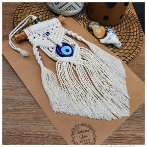 Greek eye amulet; Macramé protection amulet; Evil eye home decor; Protection for home and spaces; Handcrafted Greek eye amulet; Spiritual macramé wall hanging; Greek eye for warding off negativity; Unique protection decor; Evil eye macramé art; Home protection amulet; Greek eye for energy shielding; Boho-style Greek eye amulet; Holistic protection decoration; Amulet for peace and protection; Gift for home blessings; Evil eye symbol for protection;