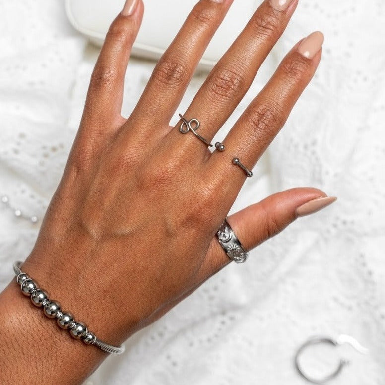 Pulseira Ajustável Esferas Anti-Stress - Prata | São Lazuli