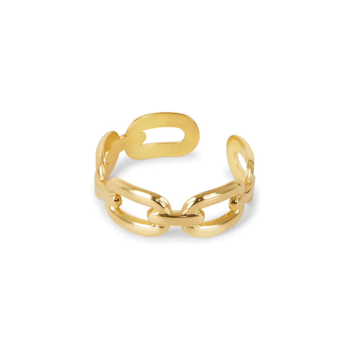 Adjustable Link Ring; 18K Gold Plated Jewelry; Elegant Adjustable Ring; Stylish Link Design; Versatile Gold Ring; Modern Gold Accessory; High-Quality Adjustable Ring; Unique Link Ring; Luxury Fashion Jewelry; Chic and Comfortable Ring; Adjustable Band Ring; Statement Jewelry Piece; Perfect Gift for Her; Handmade Gold Jewelry; Trendy Gold Ring; Durable 18K Gold Craftsmanship; Unique Gift Ideas; Everyday Wear Jewelry; 