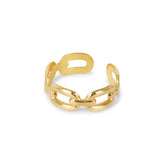 Adjustable Link Ring; 18K Gold Plated Jewelry; Elegant Adjustable Ring; Stylish Link Design; Versatile Gold Ring; Modern Gold Accessory; High-Quality Adjustable Ring; Unique Link Ring; Luxury Fashion Jewelry; Chic and Comfortable Ring; Adjustable Band Ring; Statement Jewelry Piece; Perfect Gift for Her; Handmade Gold Jewelry; Trendy Gold Ring; Durable 18K Gold Craftsmanship; Unique Gift Ideas; Everyday Wear Jewelry; 