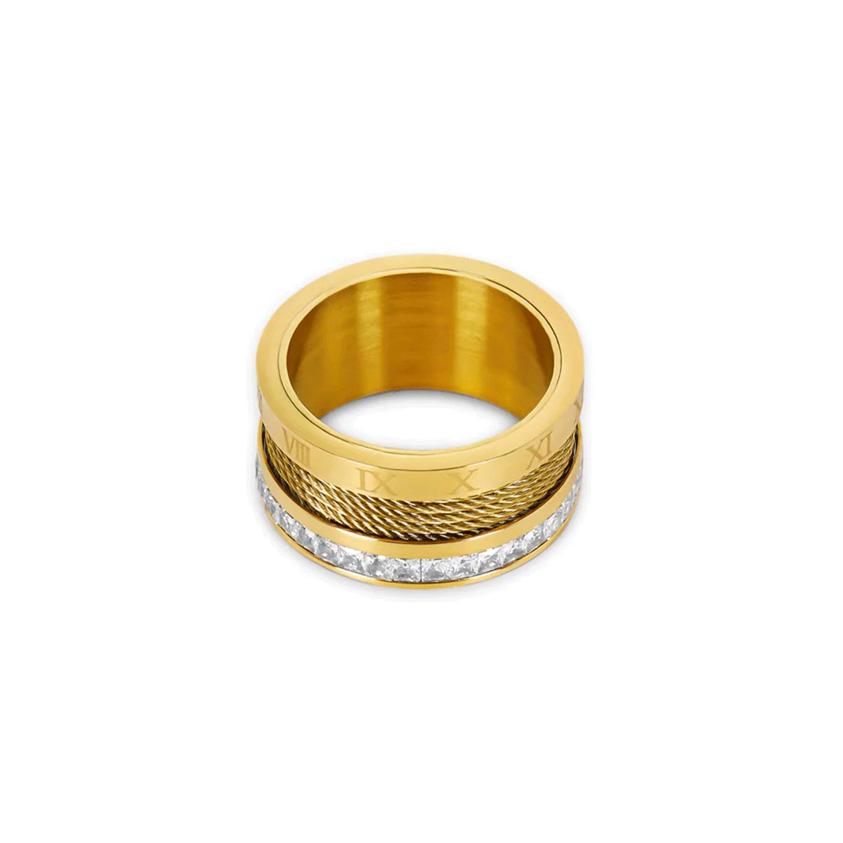 wire and crystal ring; 18k gold-plated jewelry; elegant crystal ring; unique wire design; sophisticated gold accessory; handcrafted crystal jewelry; stylish statement ring; luxurious crystal embellishments; trendy gold wire ring; lightweight and comfortable; radiant gold finish; perfect for everyday wear; fashionable and elegant design; ideal gift for special occasions; modern and chic ring; versatile crystal jewelry; stunning wirework craftsmanship; 