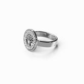 Tree of Life ring; elegant silver jewelry; symbol of growth and strength; handcrafted design with intricate details; perfect for nature lovers; meaningful gift for any occasion; adjustable fit for comfort; unique statement piece for casual or formal wear; lightweight and durable construction; timeless design for everyday elegance; complements various styles and outfits; symbolizes family and connection; a beautiful addition to any jewelry collection; great for stacking with other rings; 