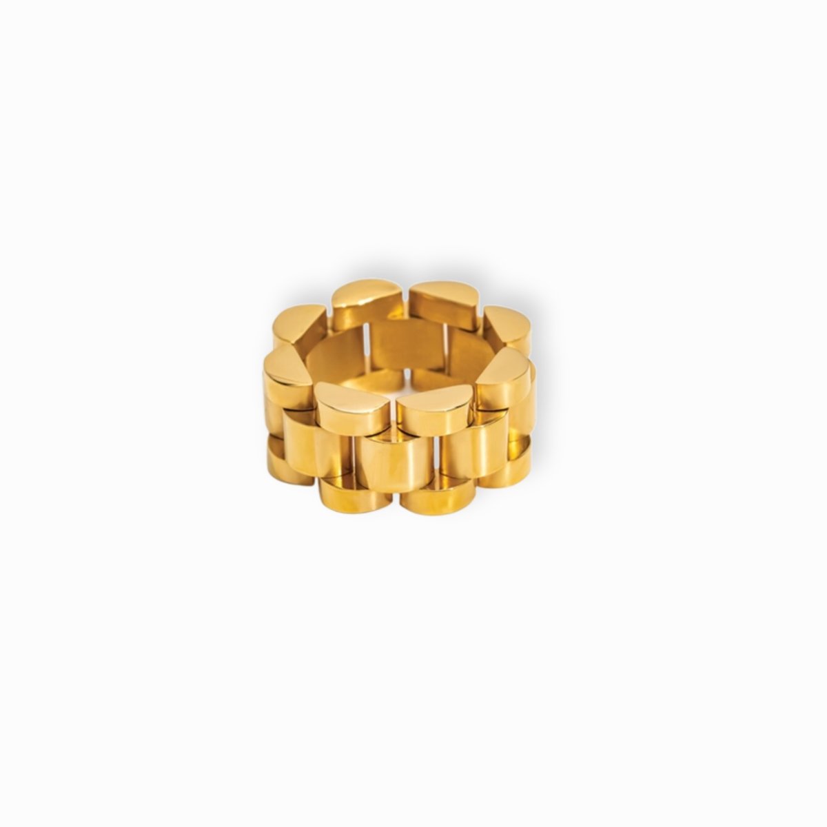 18K gold-plated ring; Wide minimalist link ring; Beauty minimalist ring; Gold-plated link ring; Simple gold ring; Elegant wide ring; Minimalist gold jewelry; 18K gold fashion ring; Chic link ring; Modern gold-plated ring; Statement minimalist ring; Stylish wide link ring; 18K gold accessory; Trendy gold ring; Luxurious minimalist design; Gold-plated beauty ring; Versatile gold ring;