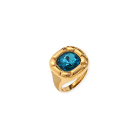 dulcis cocktail ring; plated in 18K gold; stunning statement piece; perfect for special occasions; adds elegance to any outfit; luxurious design for cocktail parties; crafted with high-quality materials; eye-catching gemstone accents; ideal gift for her; complements both casual and formal wear; versatile accessory for all seasons; unique and stylish jewelry piece; showcases exquisite craftsmanship; enhances personal style; timeless elegance for fashion enthusiasts;