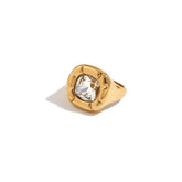 dulcis cocktail ring; plated in 18K gold; stunning statement piece; perfect for special occasions; adds elegance to any outfit; luxurious design for cocktail parties; crafted with high-quality materials; eye-catching gemstone accents; ideal gift for her; complements both casual and formal wear; versatile accessory for all seasons; unique and stylish jewelry piece; showcases exquisite craftsmanship; enhances personal style; timeless elegance for fashion enthusiasts;