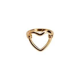 hollow heart ring; 18k gold-plated jewelry; heart-shaped design; romantic gold ring; elegant heart ring; stylish gold accessory; perfect gift for loved ones; trendy heart-shaped jewelry; high-quality gold plating; unique fashion statement; contemporary gold ring; lightweight and delicate; luxurious gold accessory; symbol of love and affection; chic and modern heart ring; timeless elegance in gold; handmade heart ring; sophisticated jewelry piece; minimalist heart jewelry; delicate and stylish ring; 