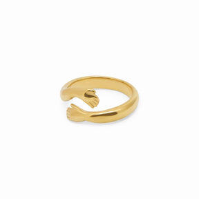 hug ring design; 18k gold-plated jewelry; stylish hug ring; modern gold ring for women; unique hugging ring; trendy gold accessory; minimalist hug design; luxurious 18k gold piece; perfect gift for loved ones; contemporary gold jewelry; high-quality gold plating; chic hug ring for everyday wear; elegant and unique ring; versatile stacking ring; eye-catching hug style; romantic gold ring; everyday elegance in gold; exquisite craftsmanship; stylish gold jewelry piece; unique fashion accessory; 