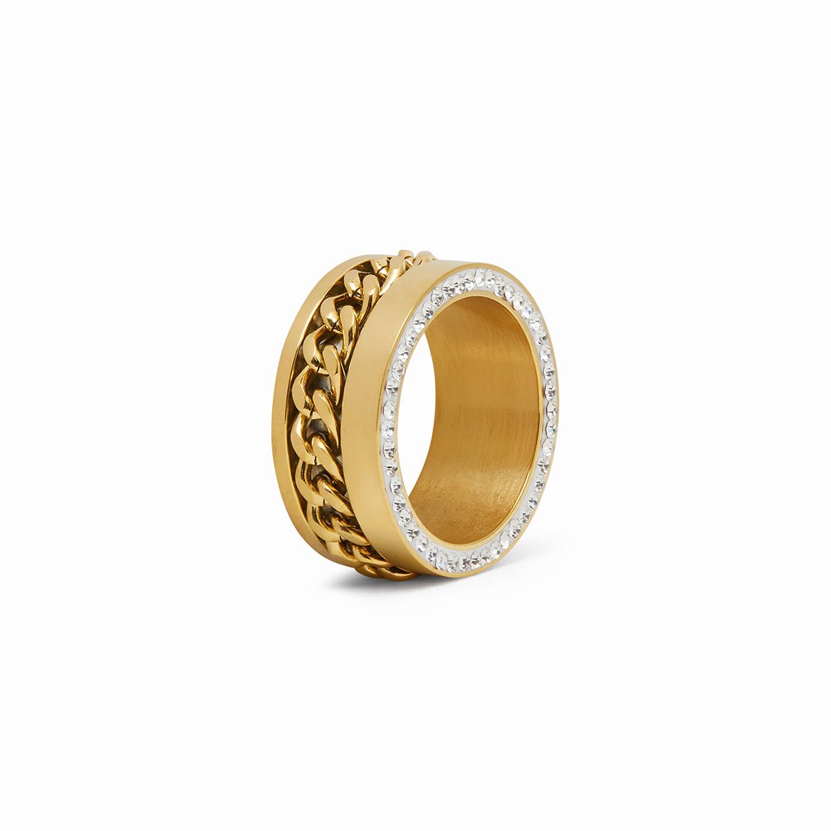 Zirconia links ring; 18K gold-plated ring; Elegant zirconia ring; Fashionable link ring; Gold-plated zirconia jewelry; Unique gold ring design; Chic zirconia links; Stylish 18K gold ring; Luxurious gold-plated jewelry; Zirconia embellished ring; Statement gold ring; High-quality zirconia ring; Contemporary gold ring; Radiant zirconia links; Glamorous gold-plated ring; Designer link ring; Stunning zirconia jewelry; Gold-plated fashion ring;