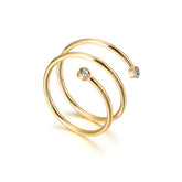 fine spiral ring; 18k gold plated jewelry; elegant spiral design; modern gold ring; minimalist spiral ring; luxury fashion accessory; delicate gold ring; everyday wear jewelry; adjustable spiral ring; lightweight gold jewelry; unique statement piece; trendy women's ring; boho chic jewelry; sophisticated gold ring; spiral fashion ring; nature-inspired design; gold-plated spiral ring; stylish accessory for women; timeless gold ring; artisan-crafted jewelry; 