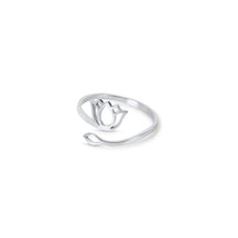 Silver lotus flower ring; elegant floral design; symbolizes purity and enlightenment; handcrafted with precision; perfect for everyday elegance; versatile accessory for any occasion; ideal gift for nature lovers; enhances your jewelry collection; delicate and stylish; lightweight and comfortable fit; made with high-quality silver; timeless beauty in silver; romantic and thoughtful gift; complements various outfits; unique and meaningful design; great for layering with other rings; 