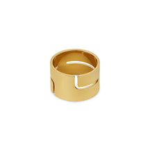 hi-lo chunky ring; plated in 18K gold; bold and stylish accessory; chunky statement ring; perfect for modern style lovers; timeless yet trendy design; unique and eye-catching piece; ideal for stacking or wearing solo; adds luxury to any outfit; versatile and elegant; crafted with attention to detail; must-have jewelry piece; suitable for any occasion; hypoallergenic and durable finish; complements casual and formal looks; modern twist on classic ring style;