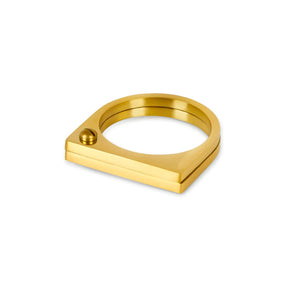 flat screw ring; 18k gold plated jewelry; unique ring design; modern gold ring; sleek gold accessory; stylish statement ring; durable and elegant; perfect gift for her; versatile everyday wear; minimalist gold ring; lightweight and comfortable; high-quality craftsmanship; trendy gold jewelry; fashionable and affordable; ideal for stacking; chic and contemporary; unique fashion ring; complements any outfit; essential gold accessory; sophisticated style; radiant gold finish; 