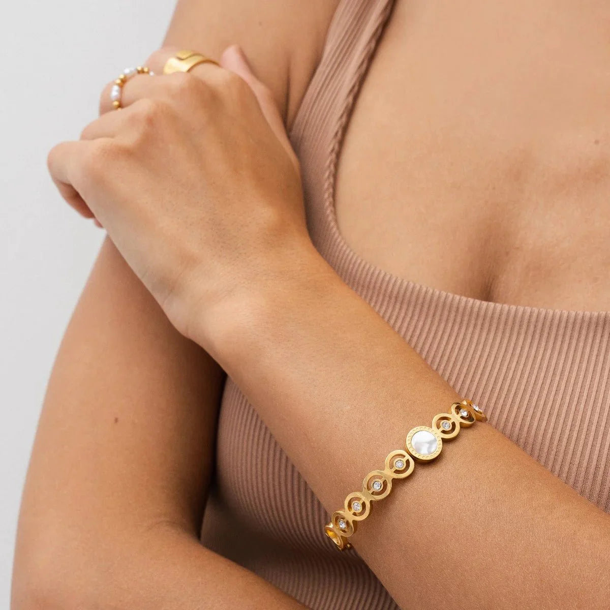 18K Gold-Plated Olivia Zirconia Stone Bracelet | Saint Lazuli