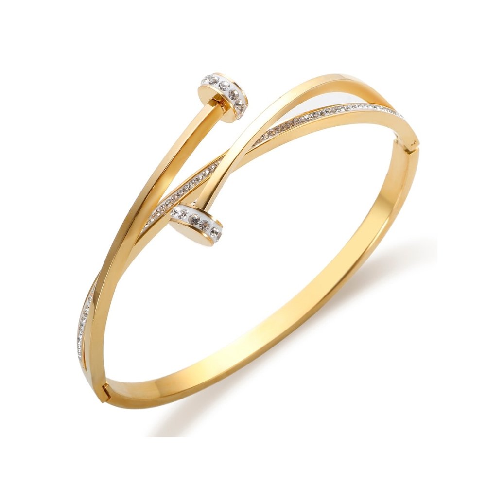 18K Gold-Plated Nail Bracelet with Zirconias | Saint Lazuli