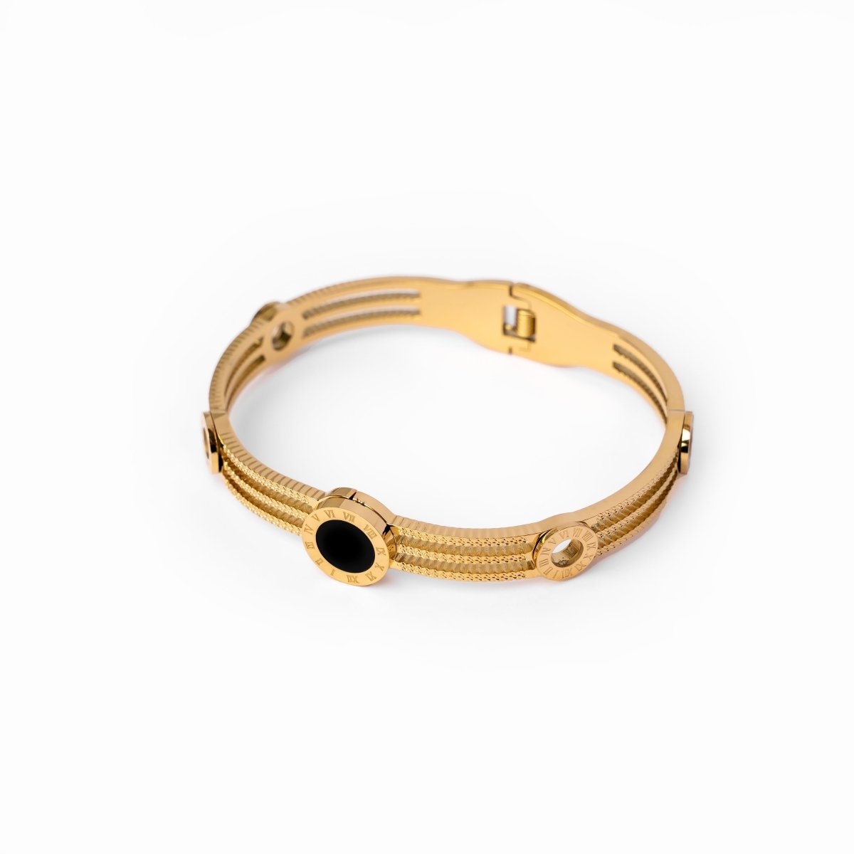 18K Gold-Plated Triple Onyx Bracelet | Saint Lazuli