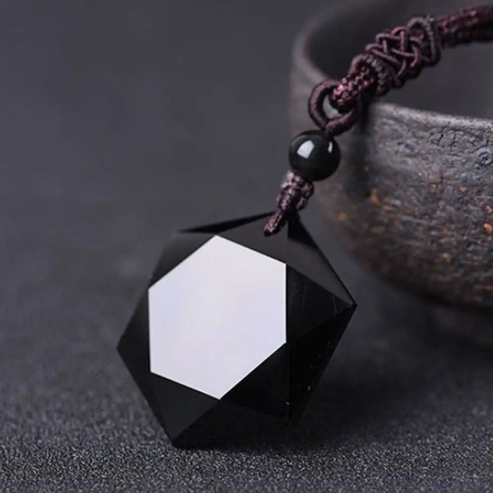 Hexagonal necklace; Black obsidian pendant; Natural stone necklace; Obsidian healing jewelry; Hexagon black obsidian necklace; Protection necklace black obsidian; Stylish hexagonal gemstone; Elegant obsidian necklace; Black obsidian energy stone; Crystal hexagon pendant; Spiritual protection jewelry; Obsidian crystal necklace; Hexagonal gemstone pendant; Black stone necklace; Obsidian charm necklace; Healing stone jewelry;