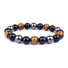 Triple protection bracelet; Protection, power, and balance bracelet; Handcrafted gemstone jewelry; Unique design for spiritual shielding; Artisan-crafted accessory; Ethically sourced materials; Gift for those seeking strength and security; Stylish and protective for everyday wear; Durable and fashionable; Beautifully polished stones for protection and grounding; Unique spiritual gift; Bracelet for enhancing personal power and stability; Natural stones for emotional balance and inner strength;
